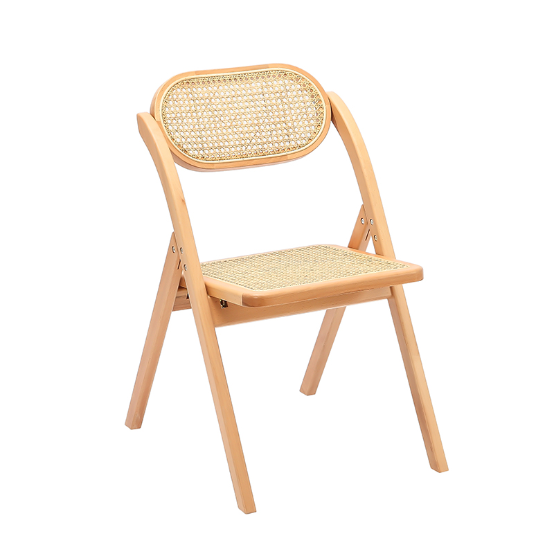 Rattan Temas Yüzeyli Katlanır Ahşap Sandalye